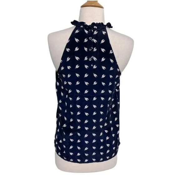 Cynthia Rowley XS bluewhite silk ruffle halter‎ top - Picture 2 of 5